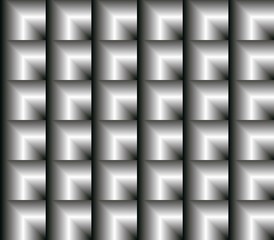 Abstract seamless black and white and gray lines and squares and cubes are laid in rows to form a continuous pattern