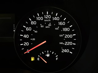 Fototapeta premium Speedometer Showing An Empty Fuel Tank