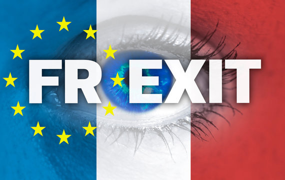 Frexit Auge blickt durch Frankreich Fahne