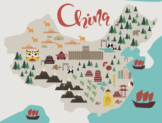 Illustration map of China. Vector illustration