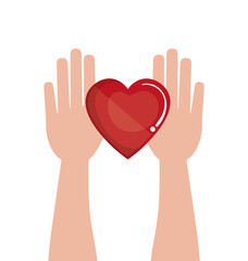 hand human with heart donation blood vector illustration design