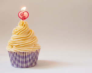 cupcake with birthday candlelight