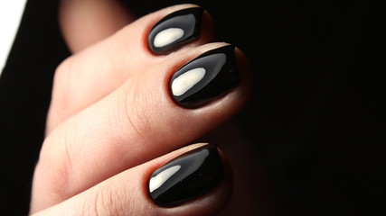 beautiful saturated manicure gel lacquer, black design