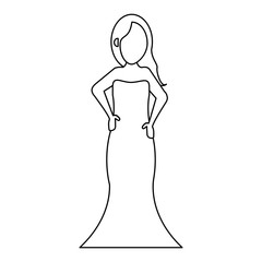 women day girl model fashion dress thin line vector illustration eps 10