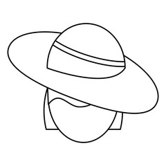 women day face woman hat thin line vector illustration eps 10