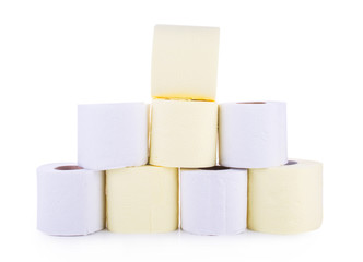 toilet paper on a white background. Pyramid