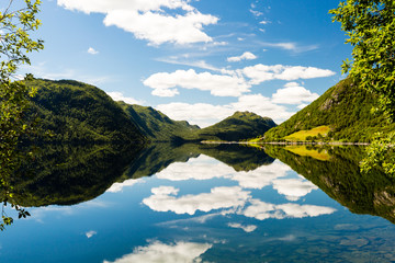 Reflections on lake in Norway