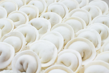 Made raw dumplings. Closeup