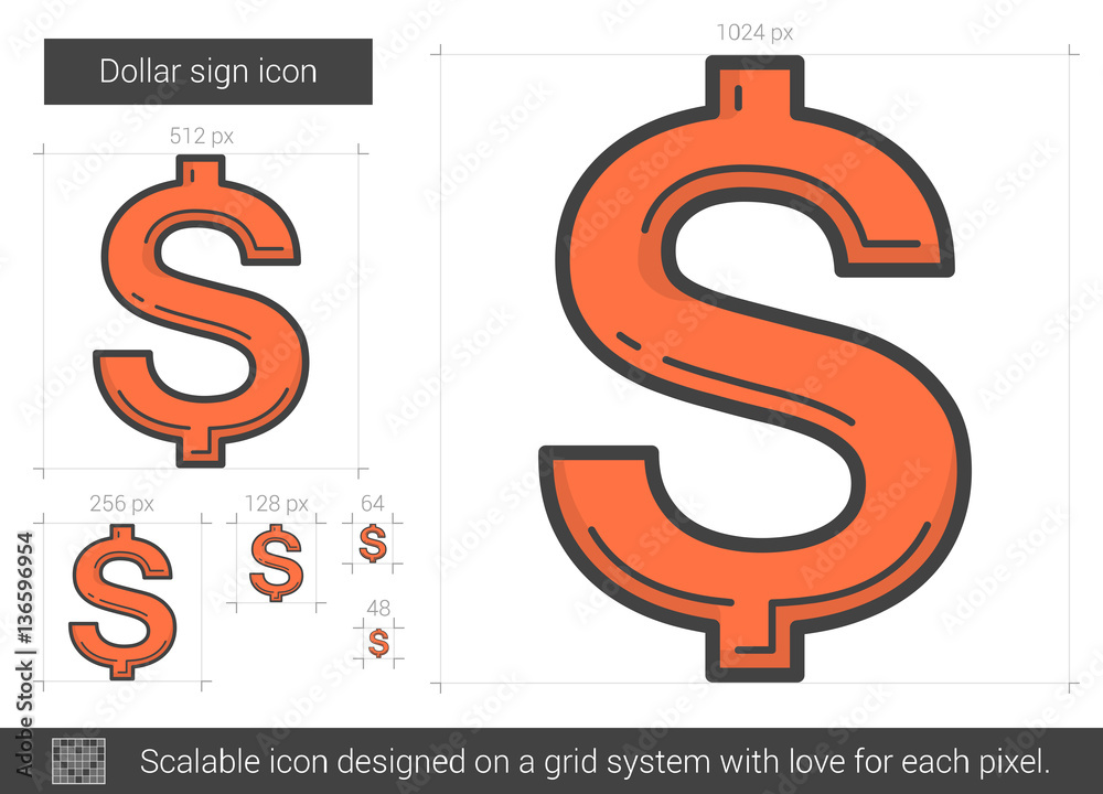 Wall mural dollar sign line icon.