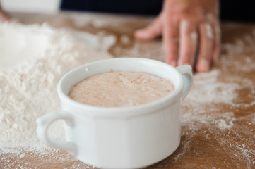 Chef preparing dough - cooking process