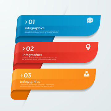 Infographic Template With Ribbons Banners Arrows 3 Options