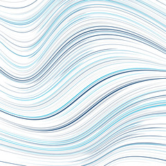Fototapeta premium Abstract pattern of the plurality of distorted blue lines on a w