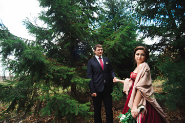 the couple in the autumn forest