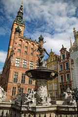 Neptune fountain in Danzig, Gdansk, Poland.
