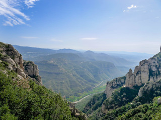 Fototapeta na wymiar The view from famous Montserrat mountain in Spain