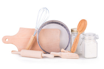kitchen utensils on a white background