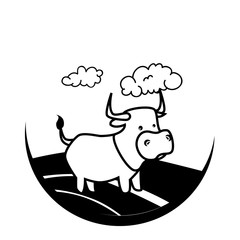 cow animal farm icon vector illustration design