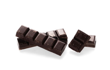 chocolate bars and chopped isolated on white