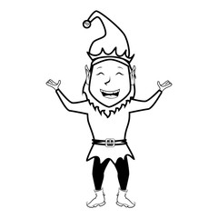 happy merry christmas elf decoration card vector illustration design