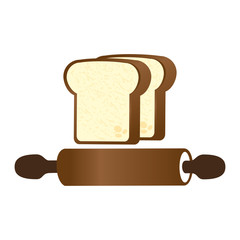 slice of bread and Bakery roll vector illustration