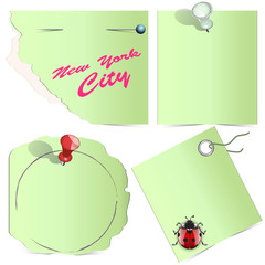 four pieces of paper with fastening