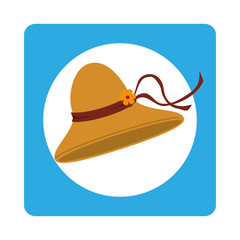 square border with hat with lace floral vector illustration