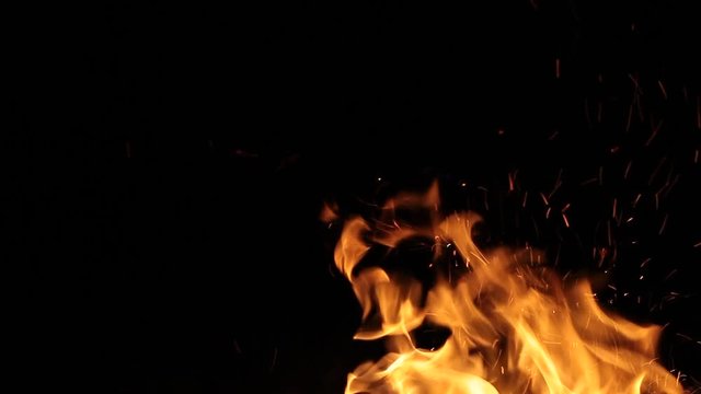 Flame fire movement on a black background