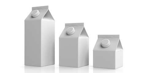 White blank carton boxes on white. 3d illustration