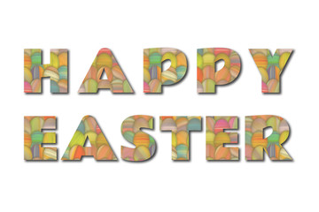 Happy Easter colorful holiday greeting with colorful painted Easter eggs