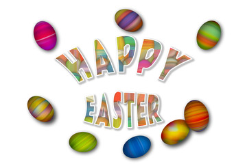 Happy Easter colorful holiday greeting with colorful painted Easter eggs