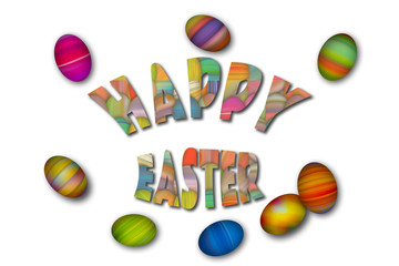 Happy Easter colorful holiday background with colorful painted Easter eggs