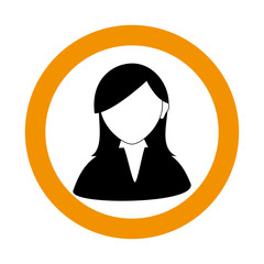 circular border with silhouette executive woman vector illustration