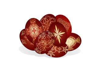 Easter eggs, traditionally red painted with religious cross ornament