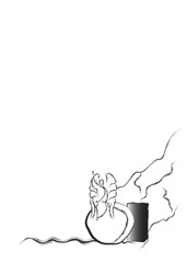 Angel - Easter resurrection abstract artistic simple black and white drawing vector illustration