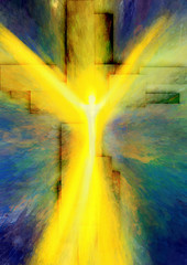 Naklejka premium Easter resurrection - abstract artistic religious digital illustration