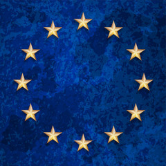 European Union flag with gold stars