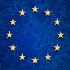 European Union flag with gold stars