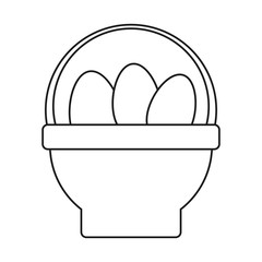 basket with easter egg thin line vector illustration eps 10