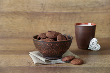 Natural chocolate cookies with cranberries and hazelnuts.