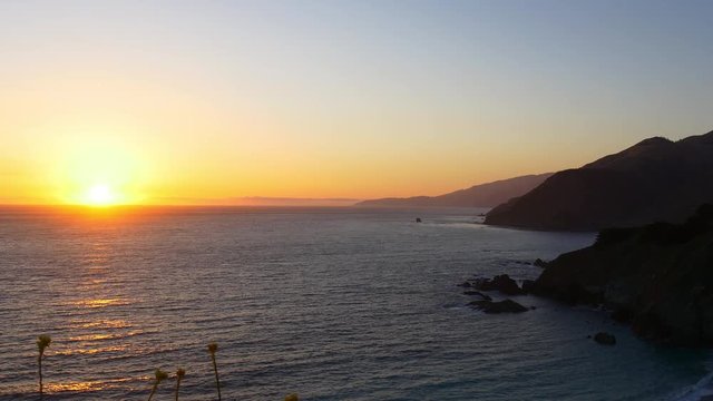 famous california sunset place big sur ocean bay panorama 4k usa
