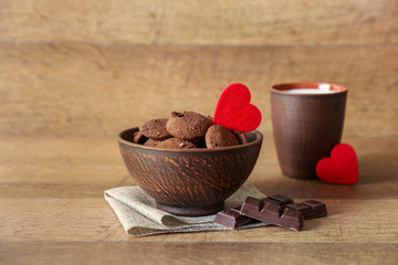 Natural chocolate cookies with cranberries and hazelnuts.