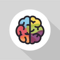 Colorful brain flat line icon, brainstorming concept 