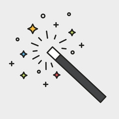 Magic wand black outline colorful icon