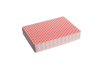 Red deck of poker cards isolated