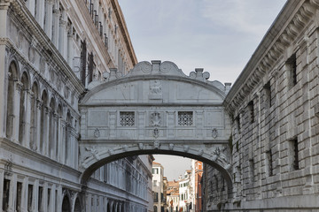 Bridge of Sighs at Doge's Palace, in Venice, Italy
