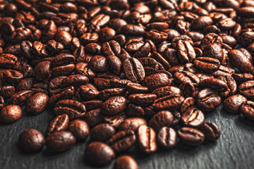 Coffee cup, spices and chocolate on wooden table texture with co