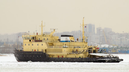 Fototapeta premium Icebreaker in the port at anchor.