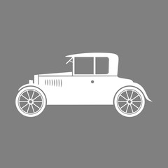 White car vector icon on grey background