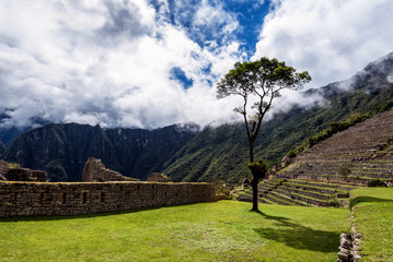 Central courtyard (plaza de armas) in Machu Picchu, Peru