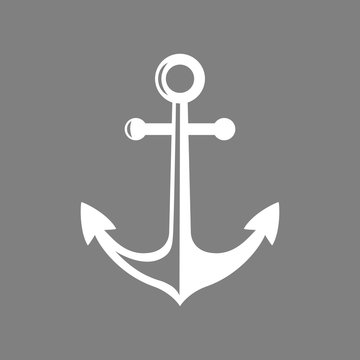 recommend clip art: White anchor vector icon on grey background